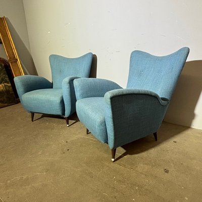 Coppia poltrone azzurre mid century anni 50  Design Isa Bergamo .Mis 70 x 36 