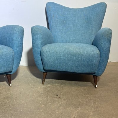 Coppia poltrone azzurre mid century anni 50  Design Isa Bergamo .Mis 70 x 36 
