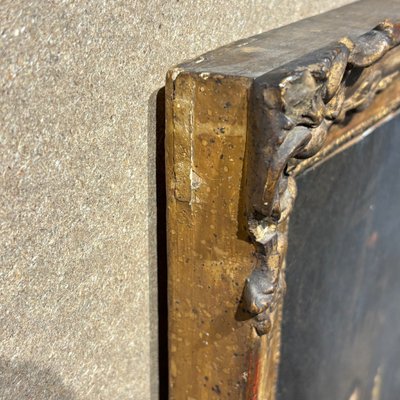 Tableau ancien représentant une scène d'intérieur, XVIIIe siècle, « FEMME AU ROUE-FILE », huile flamande sur toile, encadrée