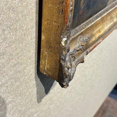 Tableau ancien représentant une scène d'intérieur, XVIIIe siècle, « FEMME AU ROUE-FILE », huile flamande sur toile, encadrée