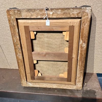 Tableau ancien représentant une scène d'intérieur, XVIIIe siècle, « FEMME AU ROUE-FILE », huile flamande sur toile, encadrée