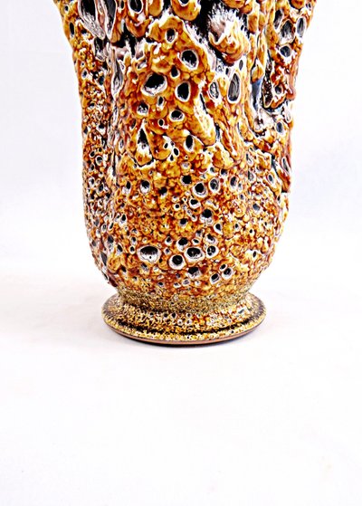 Vase Fat Lava ou Émaux de miel céramique de Vallauris vintage années 1970