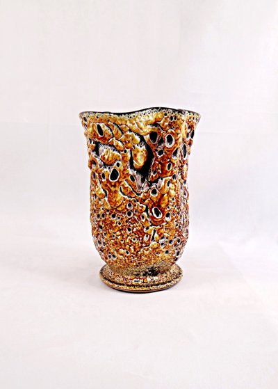 Vase Fat Lava ou Émaux de miel céramique de Vallauris vintage années 1970