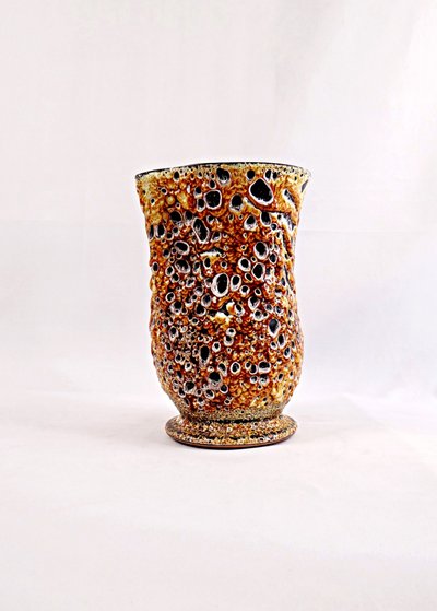 Vase Fat Lava ou Émaux de miel céramique de Vallauris vintage années 1970