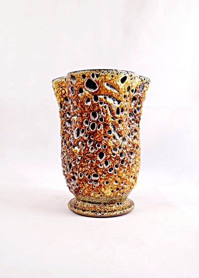 Vase Fat Lava ou Émaux de miel céramique de Vallauris vintage années 1970