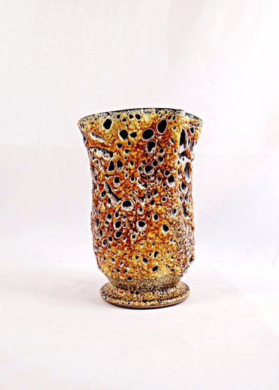 Vase Fat Lava ou Émaux de miel céramique de Vallauris vintage années 1970