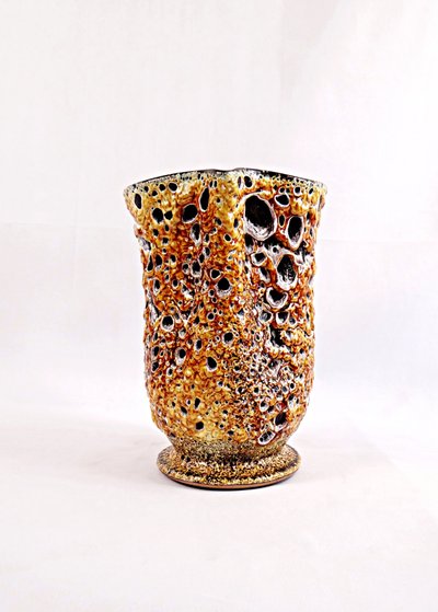 Vase Fat Lava ou Émaux de miel céramique de Vallauris vintage années 1970