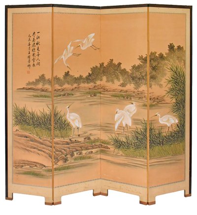 Four-panel Chinese folding screen from the Shanghai school