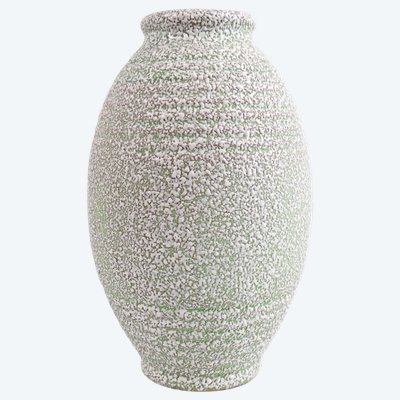 Vase soliflore Art Déco en céramique émail grêlé signé ODYV début XXe