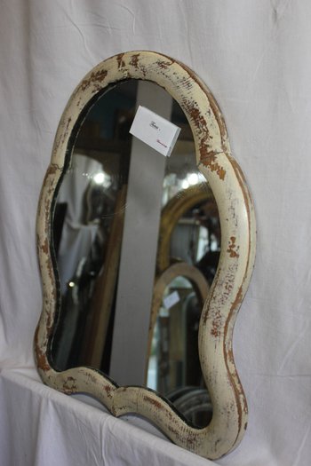 Small patinated wood mirror, mercury, 38 x 48 cm