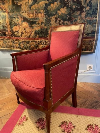 Bergère en acajou à coussin d'époque Directoire