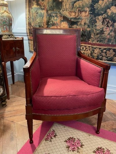 Bergère en acajou à coussin d'époque Directoire