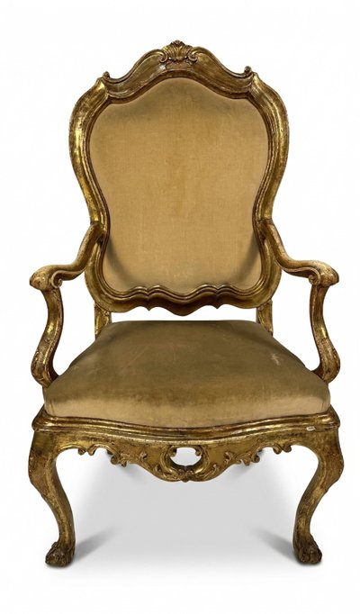 Three gilded wood armchairs, Venice, 18th century