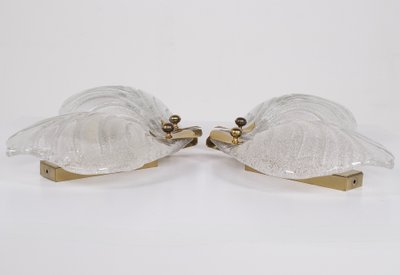 Murano glass and brass wall sconces