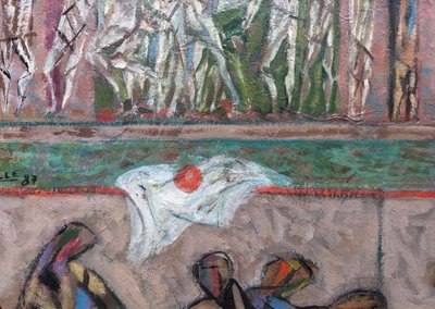 Bertholle, Figure e cavalieri, 1987, Olio su tavola
