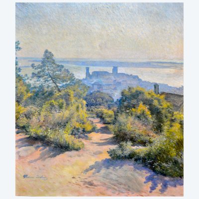 DALON Marius (XIX-XXe)  Vue du Suquet et des îles de Lérins à Cannes " Provence Paris