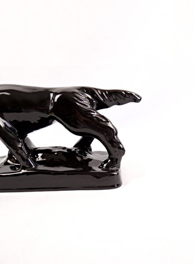 Ceramic sculpture of a hunting dog from Vallauris, signed Faïences & Poteries de Provence