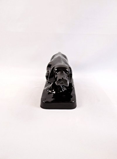 Ceramic sculpture of a hunting dog from Vallauris, signed Faïences & Poteries de Provence