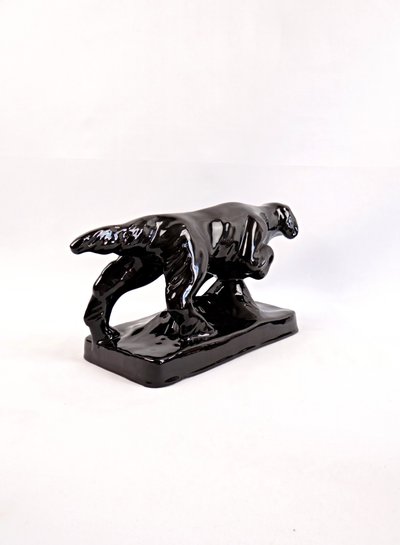 Ceramic sculpture of a hunting dog from Vallauris, signed Faïences & Poteries de Provence