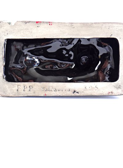 Ceramic sculpture of a hunting dog from Vallauris, signed Faïences & Poteries de Provence