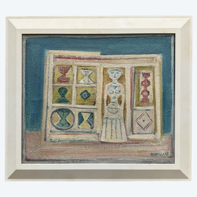 Massimo Campigli (Berlin, 1895 – Saint-Tropez, 1971) "Villa sul mare" 1965,