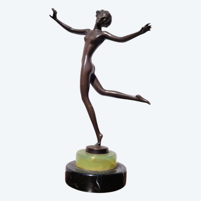 Lorenzl, danseuse en bronze, signée, Art déco, XXème siècle