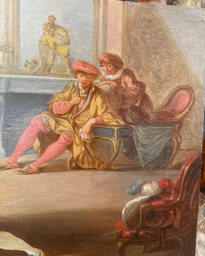 TABLEAU HUILE SUR TOILE SCÈNE GALANTE