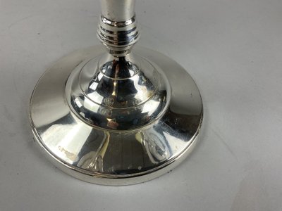 Grand candélabre 5 feux 4 branches en métal argenté style contemporain 