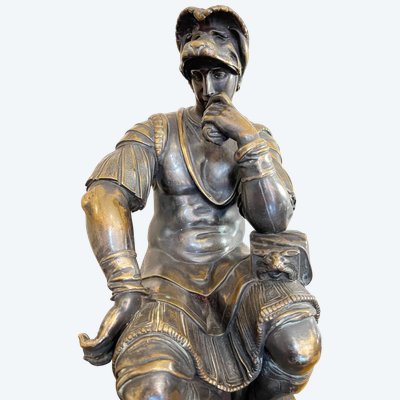 Bronze sculpture «  Laurent de Médicis «  D’après Michel-Ange