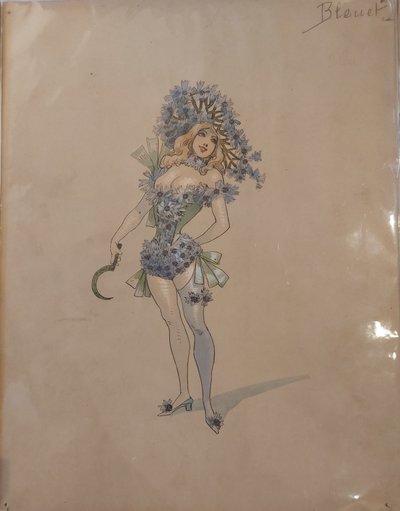 Alfred Choubrac - (1853 - 1902) - Iris - Bleuet - Capucine  - 1895 - Trois Gouaches - 