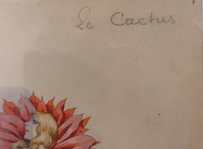 Alfred Choubrac - (1853 - 1902) - Marguerite - Violette - Rose - Cactus  - 1895 - Quatre Gouaches -