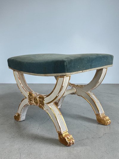TABOURET CURULE DEBUT XIXe ESTAMPILLÉ " JEANSELME " EPOQUE EMPIRE / RESTAURATION