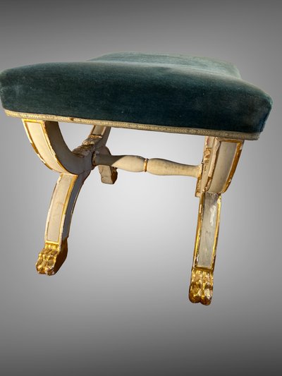 TABOURET CURULE DEBUT XIXe ESTAMPILLÉ " JEANSELME " EPOQUE EMPIRE / RESTAURATION