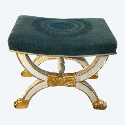 TABOURET CURULE DEBUT XIXe ESTAMPILLÉ " JEANSELME " EPOQUE EMPIRE / RESTAURATION