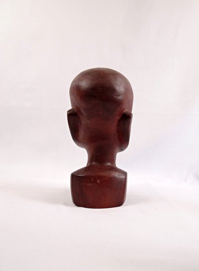 Buste d'homme sculpture en bois d'Acajou rouge art Africain moderniste XXe