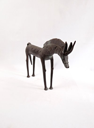 Cheval en Bronze artisanat Africain du Burkina Faso début XXe