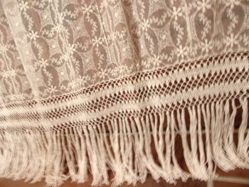 Curtain in embroidered tulle, early 20th century