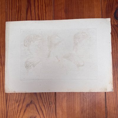 Kupferstich im antiken Stil aus dem frühen 19. Jahrhundert mit fünf Profilgesichtern von Roccheggiani feci