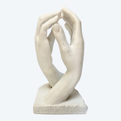 Sculpture La Cathédrale Rodin plâtre d'atelier moulage