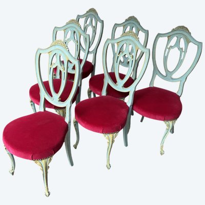 Six chaises ''Baroque'' en bois peint et doré