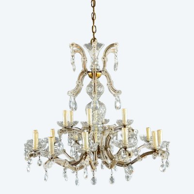 Large Crystal Chandelier With Pendants, Louis XV Style, 20th Century