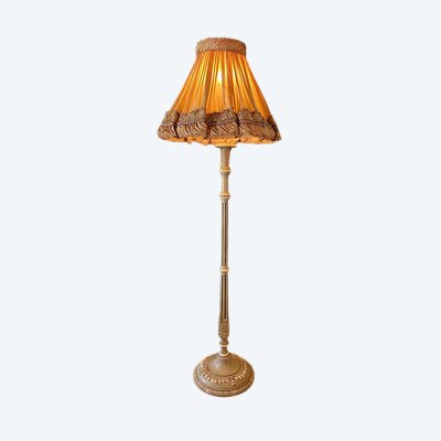Louis XVI style floor lamp in grey lacquered wood