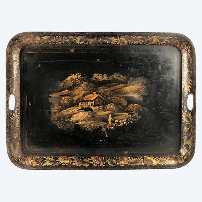 Very large painted sheet metal tray, Napoleon III