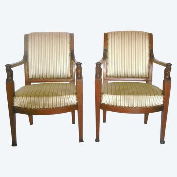 Pair of Empire armchairs with sphinges heads