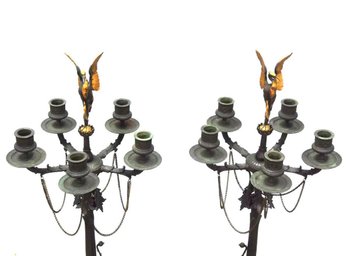 Bronze Candelabras Signed De Barbedienne Nineteenth (pair)