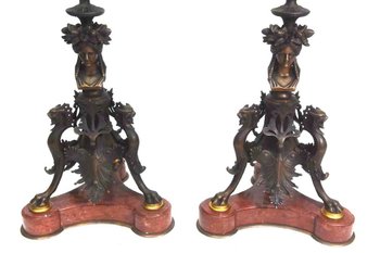 Bronze Candelabras Signed De Barbedienne Nineteenth (pair)