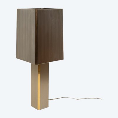 Large lamp in brushed metal and gilded brass. 1970s. LS6688411