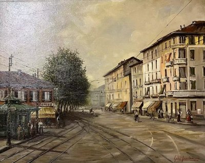 20th Century Italian School: Oil on Canvas by Enrico Gatti, signed, located and dated