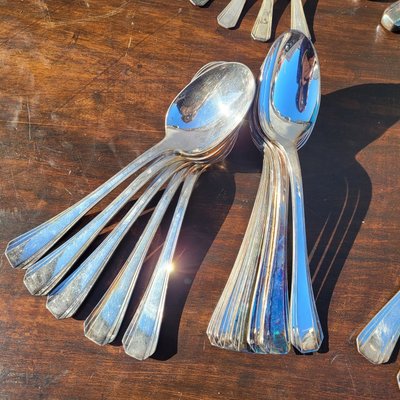 Christofle - Luc Lanel- Ménagère Boréal, silver-plated metal, art deco
