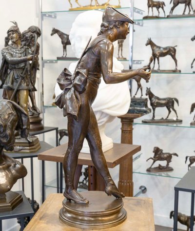 SCULTURA - COLOMBINE , HENRI ÉMILE ALLOUARD (1844 - 1929) - BRONZO